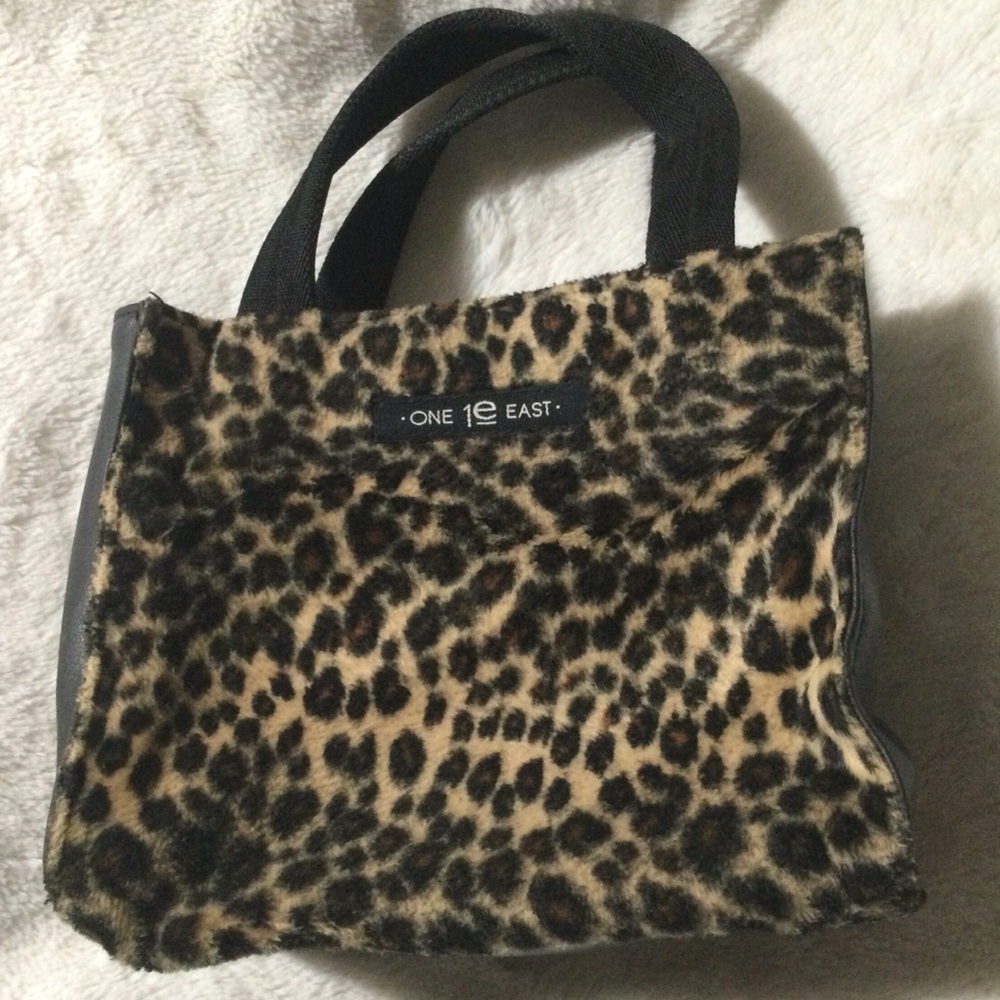 One East Leopard Black Purse Pre Owned